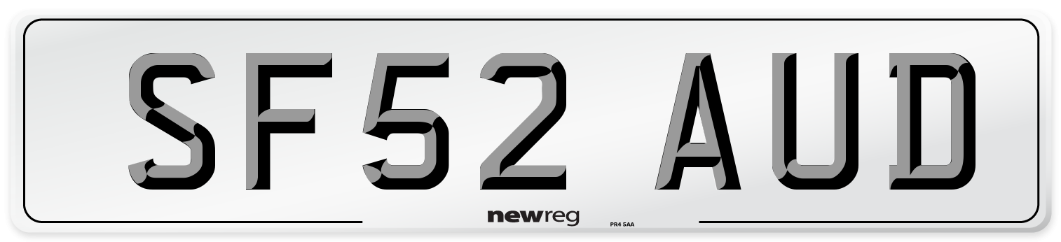 SF52 AUD Number Plate from New Reg